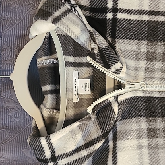 O'Neil Women's Half Zip Plaid Polar Fleece Hoodie, Large - Picture 4 of 6